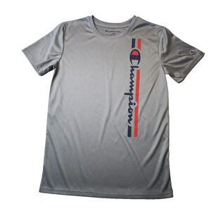 Champion Boys T-Shirt Vertical Script Athleticwear Graphic Logo Size 18/20